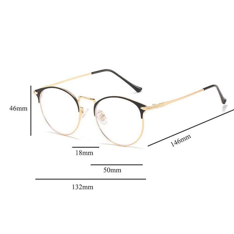 Large Retro Round Blue Filter Glasses Clear Lens Metal Frame Eyewear Optical Spectacles Eyeglasses arrow Blue Light Glasses