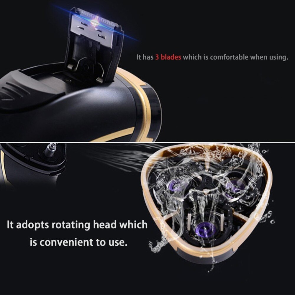 4W Electric Razor 3 Blades Rotating Rechargeable Electric Shaver Portable 4W Electric Razor With LED Lighting Function