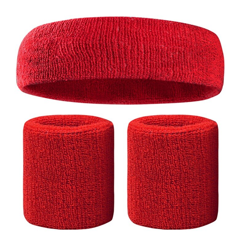 Pols Sport + 1 Pc Hair Band Wrap Bandage Fitness Hand Ademend Zweet Ondersteuning Polsband Absorberende Hoofd Wrap Katoen Set