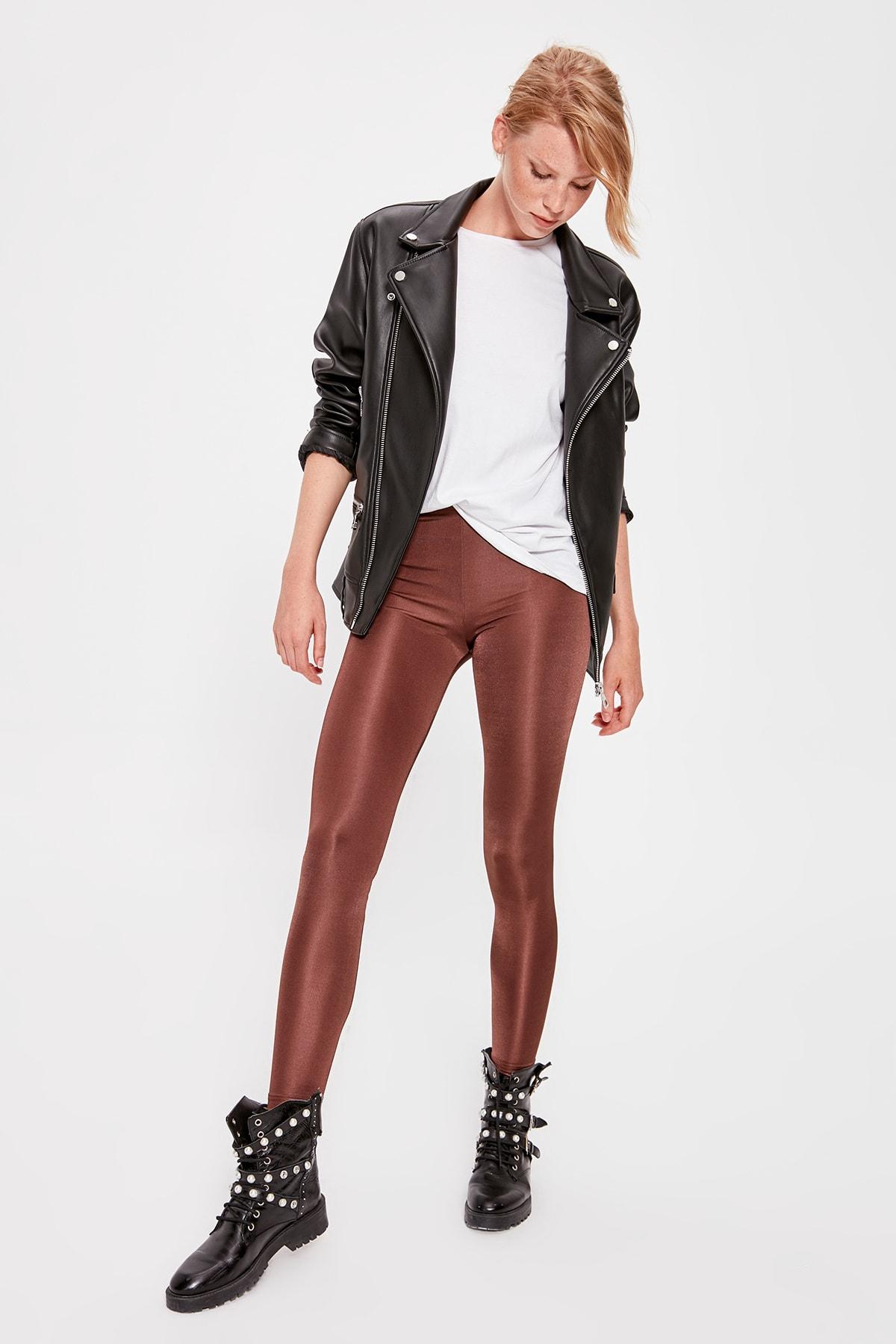 Trendyol Bruin Bright Disco Gebreide Leggings TWOAW20TA0053