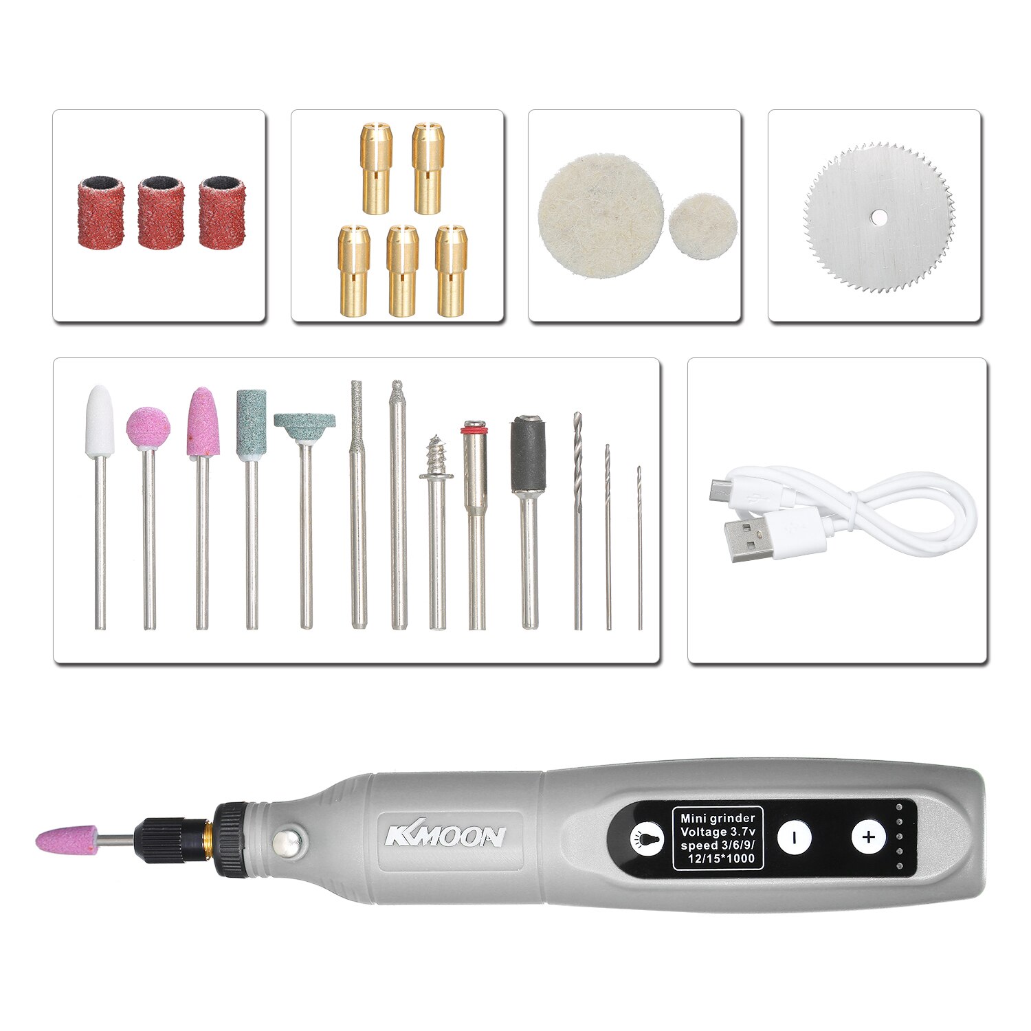 5-Speed Adjustment Mini Electric Grinder USB Charging Grinding Machine for Jade Carving Wood Punching Metal Grinding Polishing