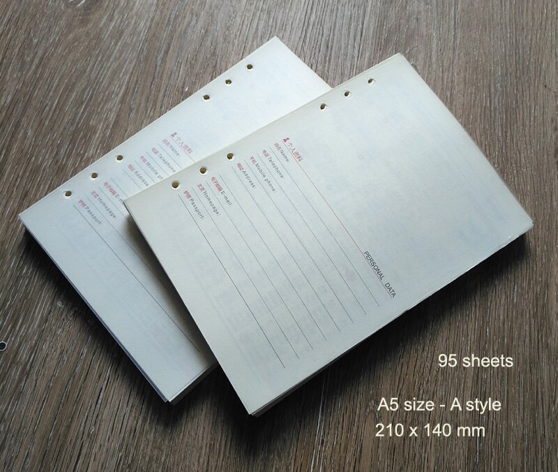 A5 a6 folha solta reenchida bloco de notas de papel almofada de escrita sketchbook compostion livro para caderno planejador livro material escolar escritório: A5 size A style 2PCS