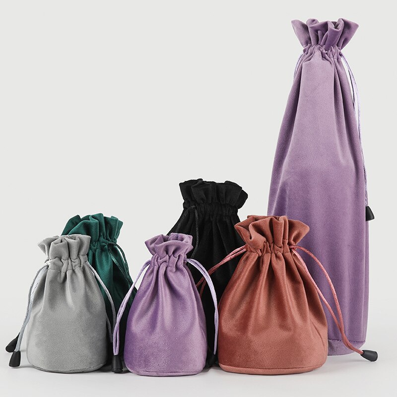Sieraden Flanel Trekkoord Tassen Ronde Bodem Wedding Party Christmas Pouch Pakket Display 6x1 2/9x1 4/13x1 8/10x34cm