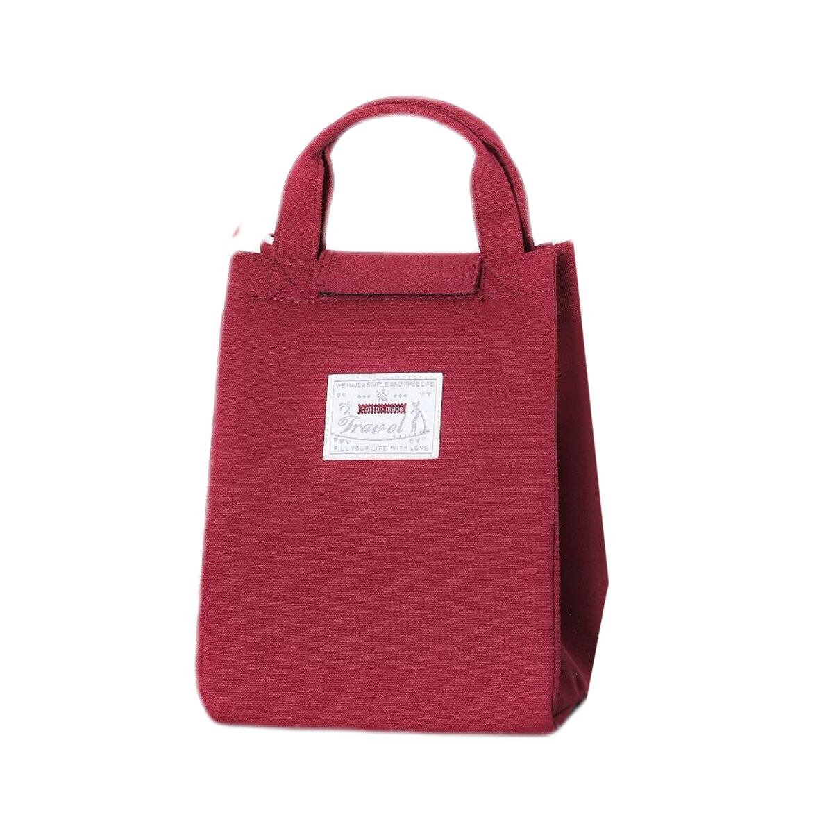 Alla moda della Tela di Canapa Pranzo Borsa Per Adulti Bambini Scatola di Pranzo Portatile Borse Pic-nic Da Viaggio di Scuola Addensato Grande pacchetto di Isolamento Tote: Rosso