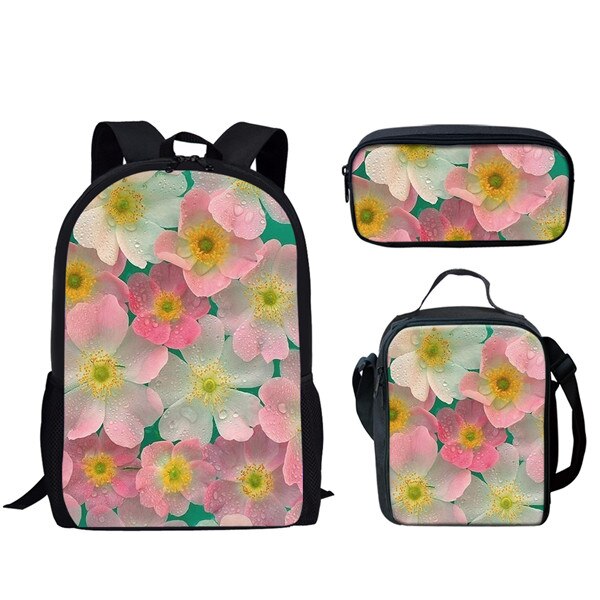 Forudesigns Mode Bloem Plumeria Gedrukt 3 Stks/set Kids Schooltassen Bloemen Rugzak Meisjes Casual Schooltassen Boek Mochila Kind: HMG1181CGK