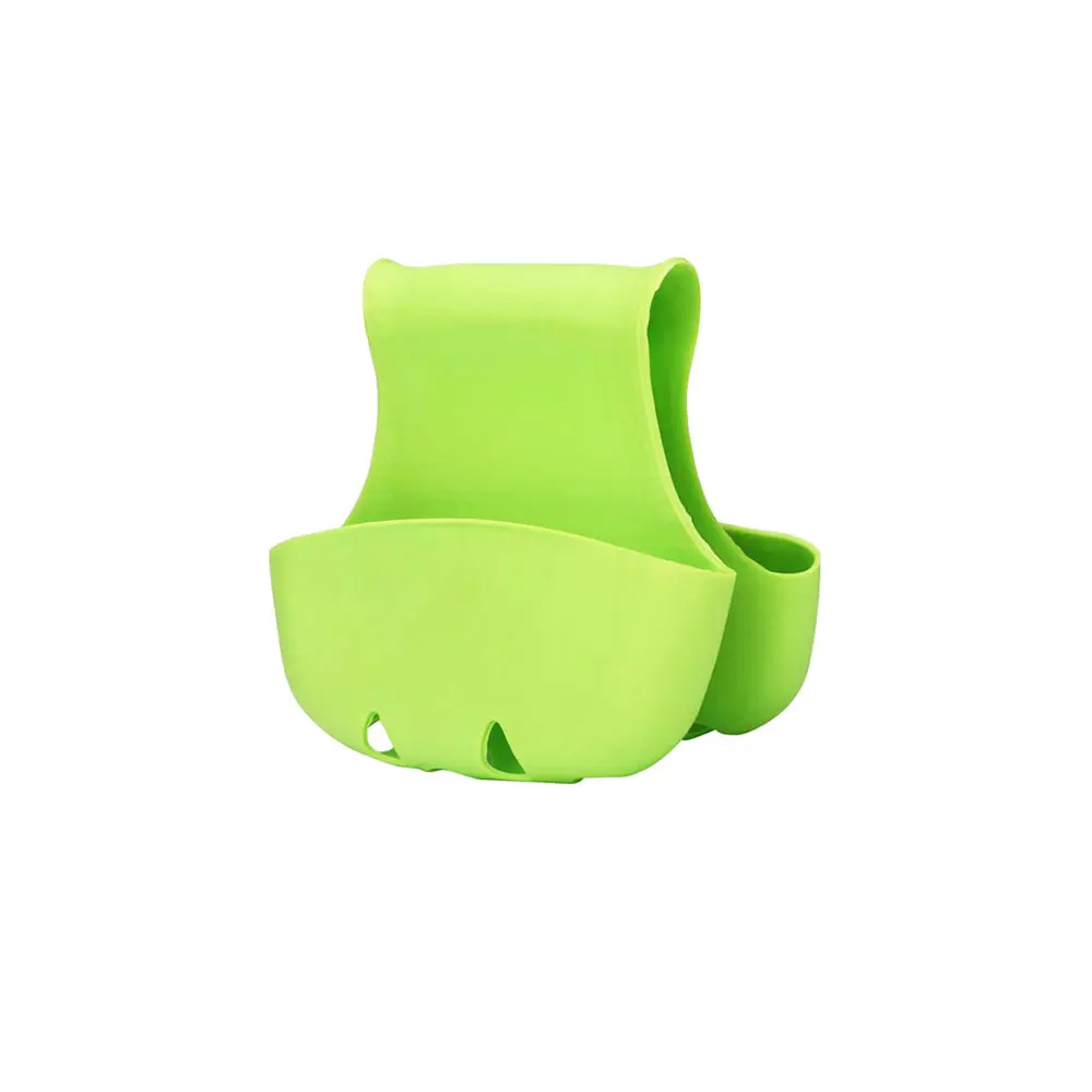 Silicone world Storage Holder Silicone Sink Saddle Style Organizer Kitchen Bathroom Holder Sponge Storage Rack Tools Hanging Bag: green