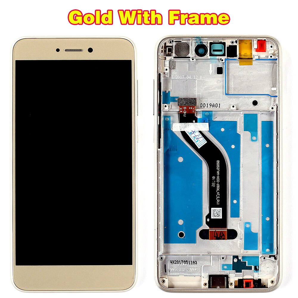 Pour Huawei Honor 8 lite écran LCD PRA-TL10 PRA LX1 LX3 écran tactile 5.2 pouces numériseur cadre d'assemblage avec film de verre gratuit: Gold With Frame