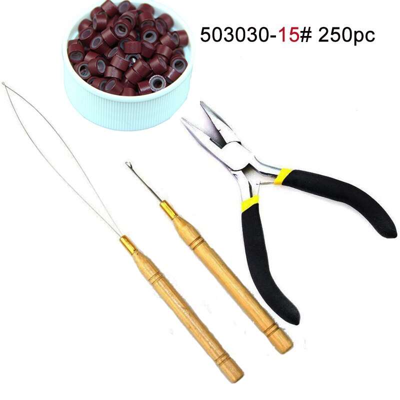 Hair Extension Tang Nano Ring Micro Kralen Haarverlenging Gereedschap Haar Tang Haaraccessoires Gereedschap Salicates Vlechten Accessoires: 15 kit