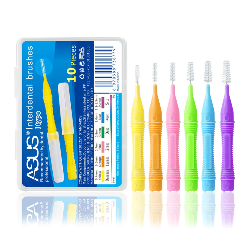 0.4-1.5mm push-pull interdental børste , 10 stk/boks, tanntråd tannbørste tannpirker kjeveortopedisk stålbørste munnpleie