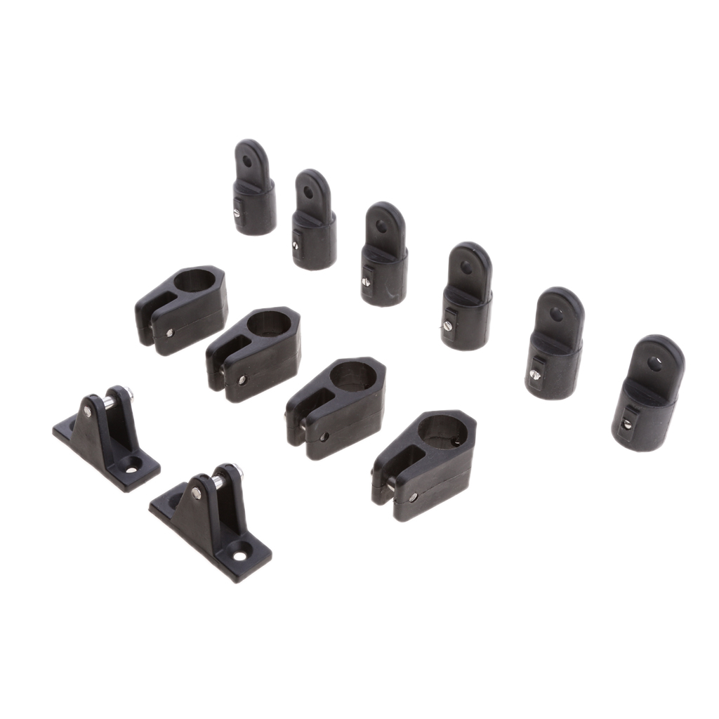 12 Pieces Boat Nylon Fittings Hardware Set 7/8 inch Black Fits 3 Bow Bimini Top made of nylon Strong lightweight and durable