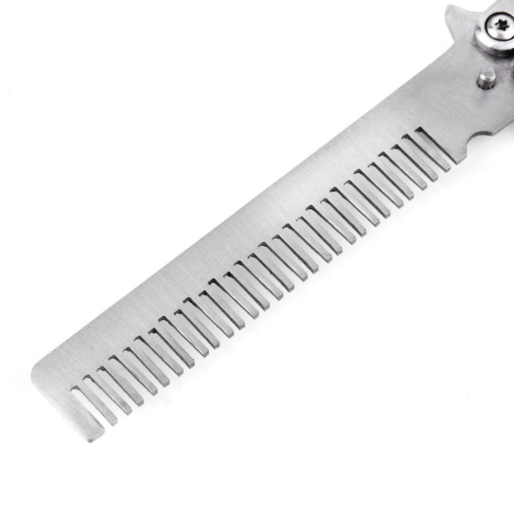 Navaja de práctica de mariposa de acero inoxidable plateado, cuchillo de entrenamiento plegable, cuchillo opaco, herramienta de campamento al aire libre, herramienta de Peine