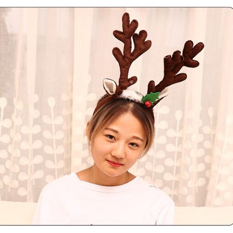 Rendier hoofdband hoorns cosplay gewei kerst hertenoren hoofdband kerst haaraccessoires voor volwassenen kerstaanbiedingen: Bruin