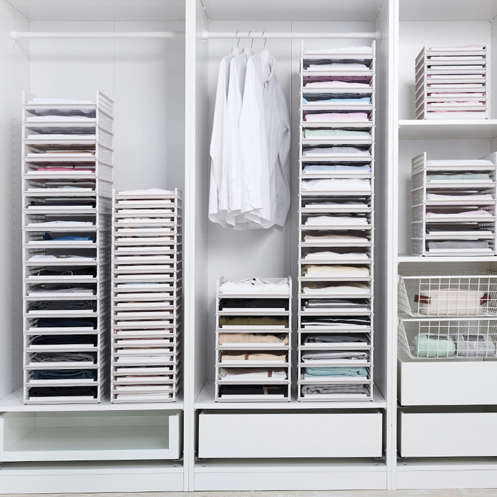Detachable clothes organizer wardrobe partition board rack drawer clothes storage box bedroom multi-layer stackable storage rack