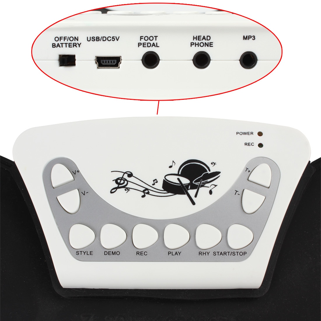 KONIX W758 Digital Portable 9 Pad Musical Instrument Electronic Roll-up Drum Kit