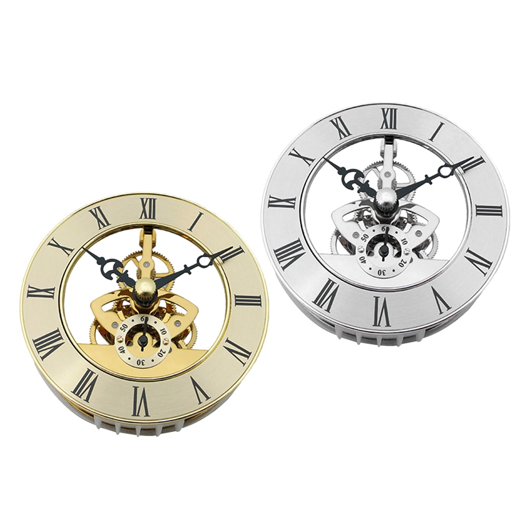 Hollow Skeleton Quartz Clock Movement Insert, with Roman Numeral DIY Craft, Clear