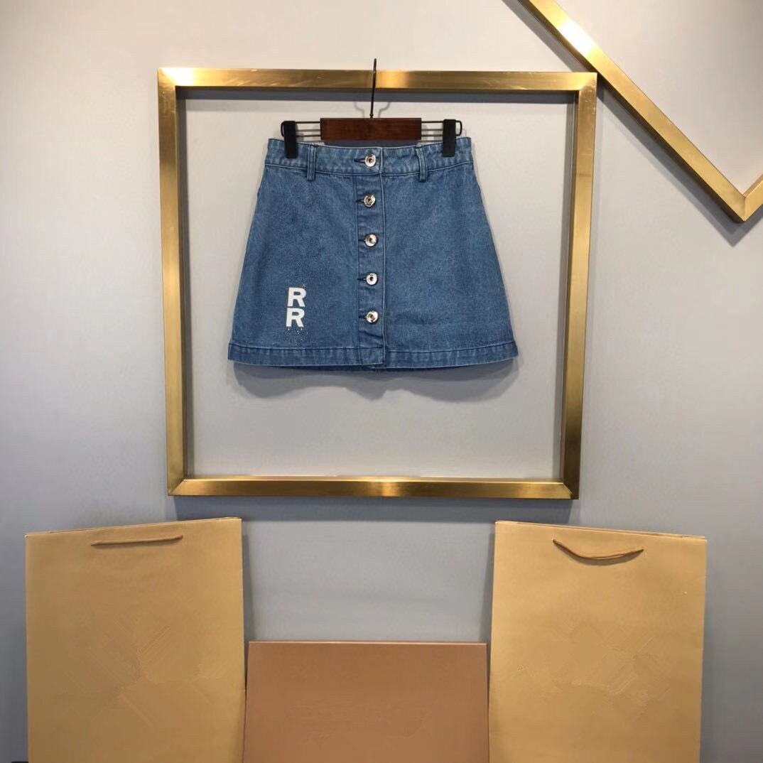 Zomer Stijl Jeans Brief Gedrukt Blauwe Rok: 150CM