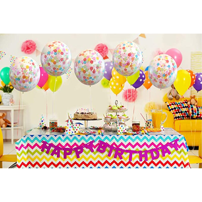 5 stuks 36- inch grote ronde transparante latex ballonnen met kleurrijke confetti en pailletten als decoratie voor een bruiloftsfeest