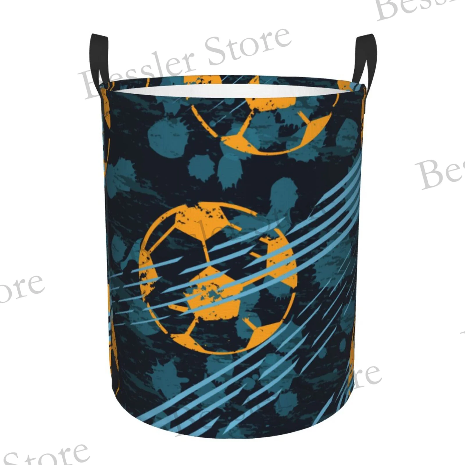 Foldable Laundry Basket For Dirty Clothes Soccer Balls Sport Football Pattern Storage Hamper Kids Baby Home Organizer: S / DARK GRAY