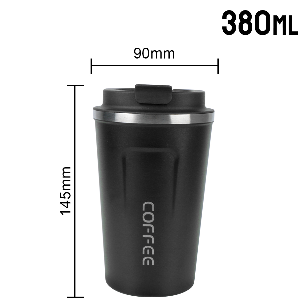 Thermo Cafe Dubbele Rvs Koffiemok voor Thee Water Koffie 380/510ML Leak_Proof Reizen Thermo Cup auto Thermos Mok: Black