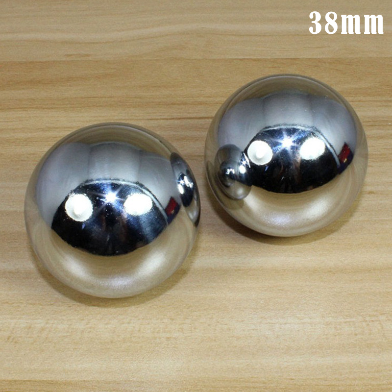 Bola de masaje de manos para relajación del estrés, cuidado de la salud chino para cromo plateado como bola de hierro hueca sólida para Fitness, 2 uds.: Beige