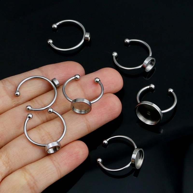 10 Stks/partij Rvs Verstelbare Lege Ring Basis Fit Dia 4/6/8/10/12 Mm cabochons Cameo Instellingen Lade Diy Sieraden Maken Ring