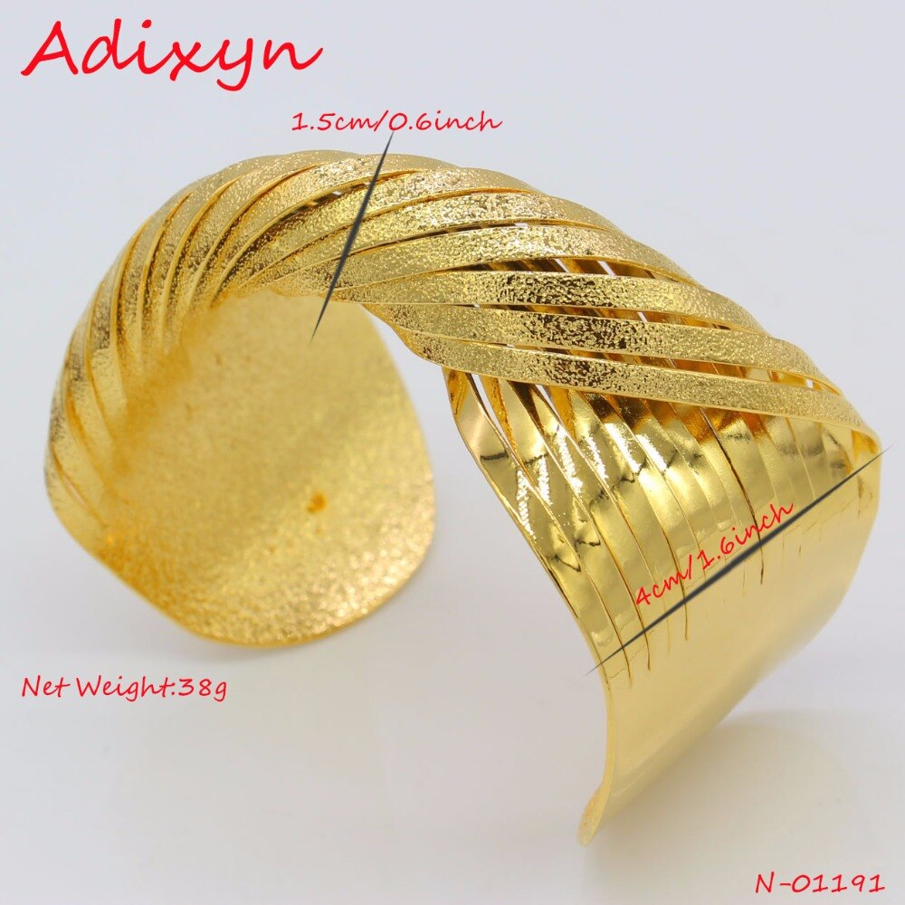 Adixyn-brazalete trenzado de oro para mujer, pulsera de Color dorado y cobre, Dubai, África, boda ancha, Joyería Árabe N01191