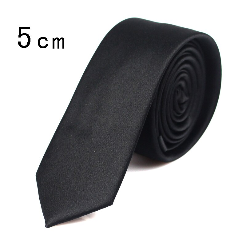Corbatas clásicas negras para hombre, corbatas de seda para de boda, corbata de cuello de adulto, 3 tamaños, Corbata lisa informal: 5cm