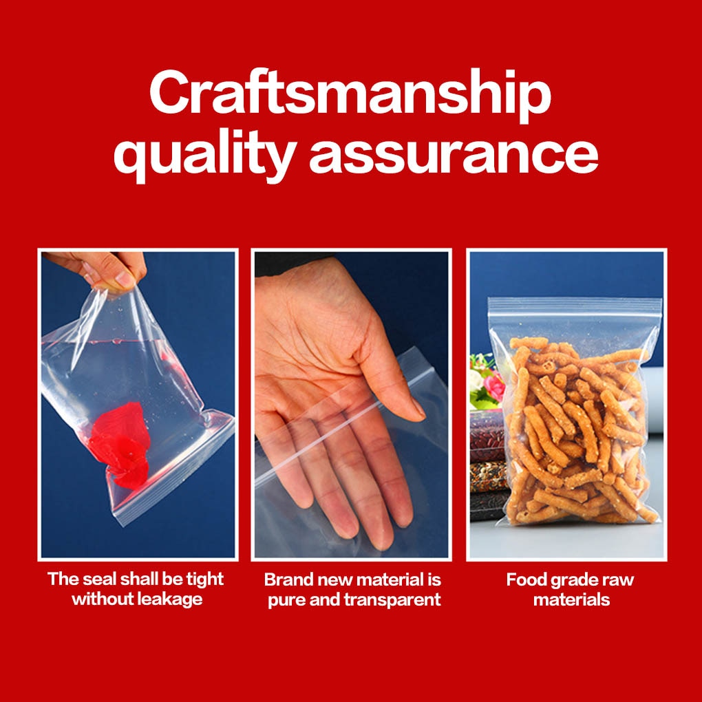 100pcs/pack Food grade Small Zip Lock Plastic Bags Reclosable Transparent Bag Shoe Bag Vacuum Storage Bag Poly Clear Bags