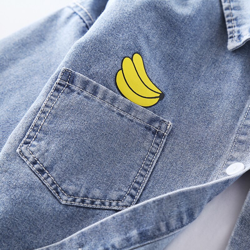 INS bébé garçons Denim chemise coton 2-7 ans à manches longues chemises enfants vêtements enfants vêtements dessin animé imprimé Denim veste