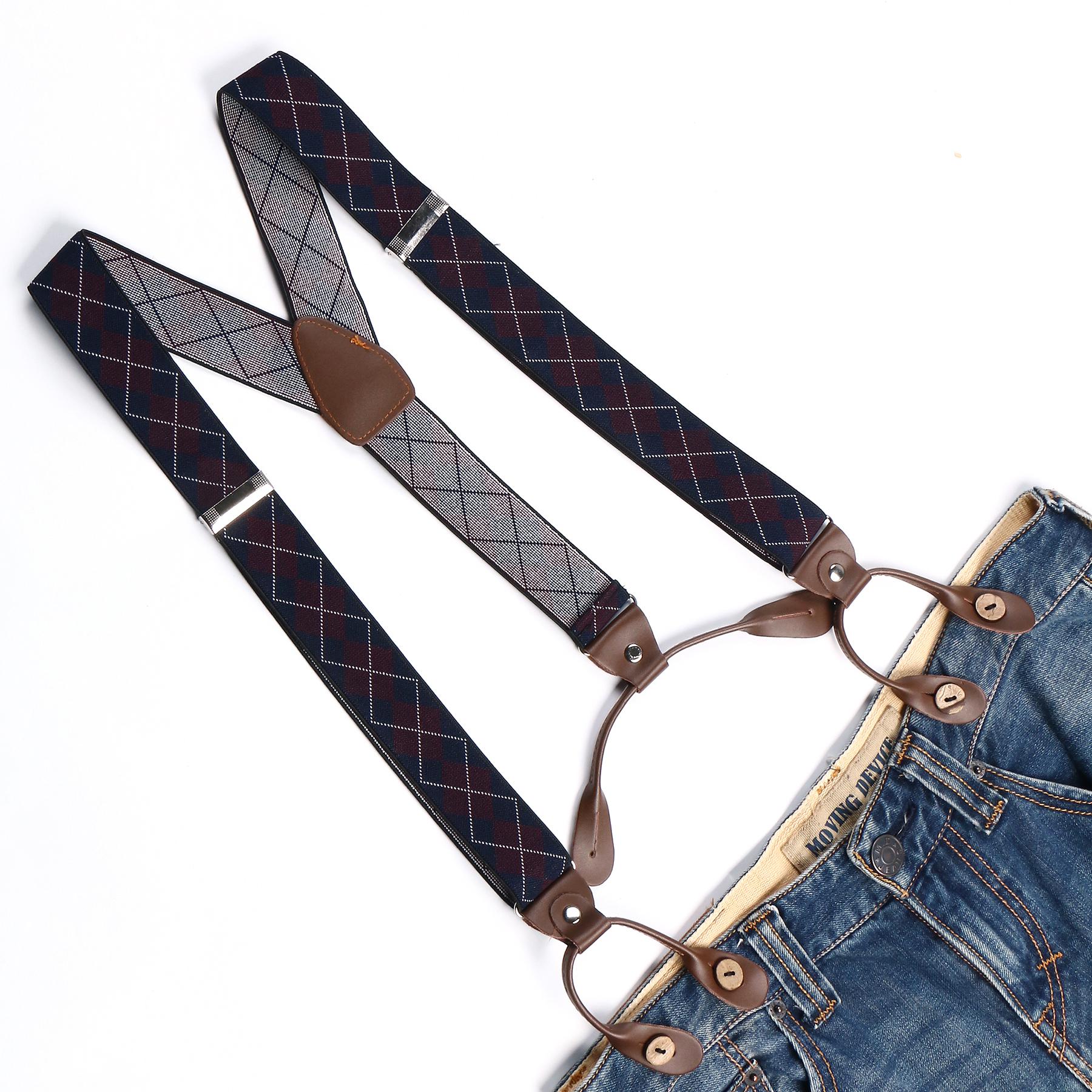 Mænd kvinder justerbare knapper stil bælte elastiske seler unisex stribet plaid blomsterbøjler 3.5cm bredde  bd763-bd776: Bd768