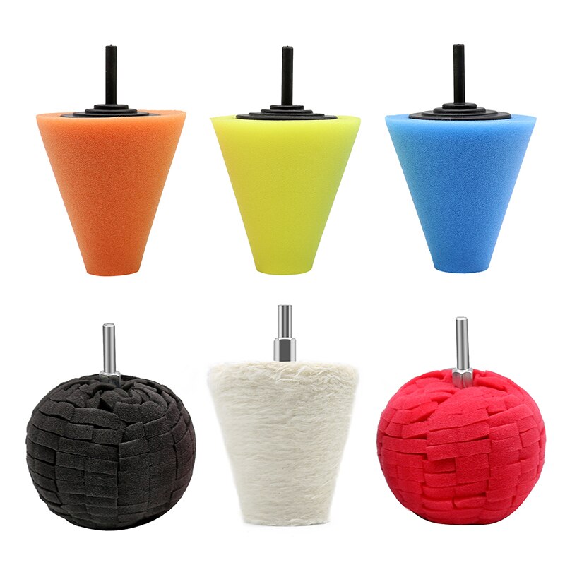 3 inch car polishing disc set wheel hub steel rim polishing waxing sponge wheel thin cone polishing pad ball type 5 pieces: 6pcs