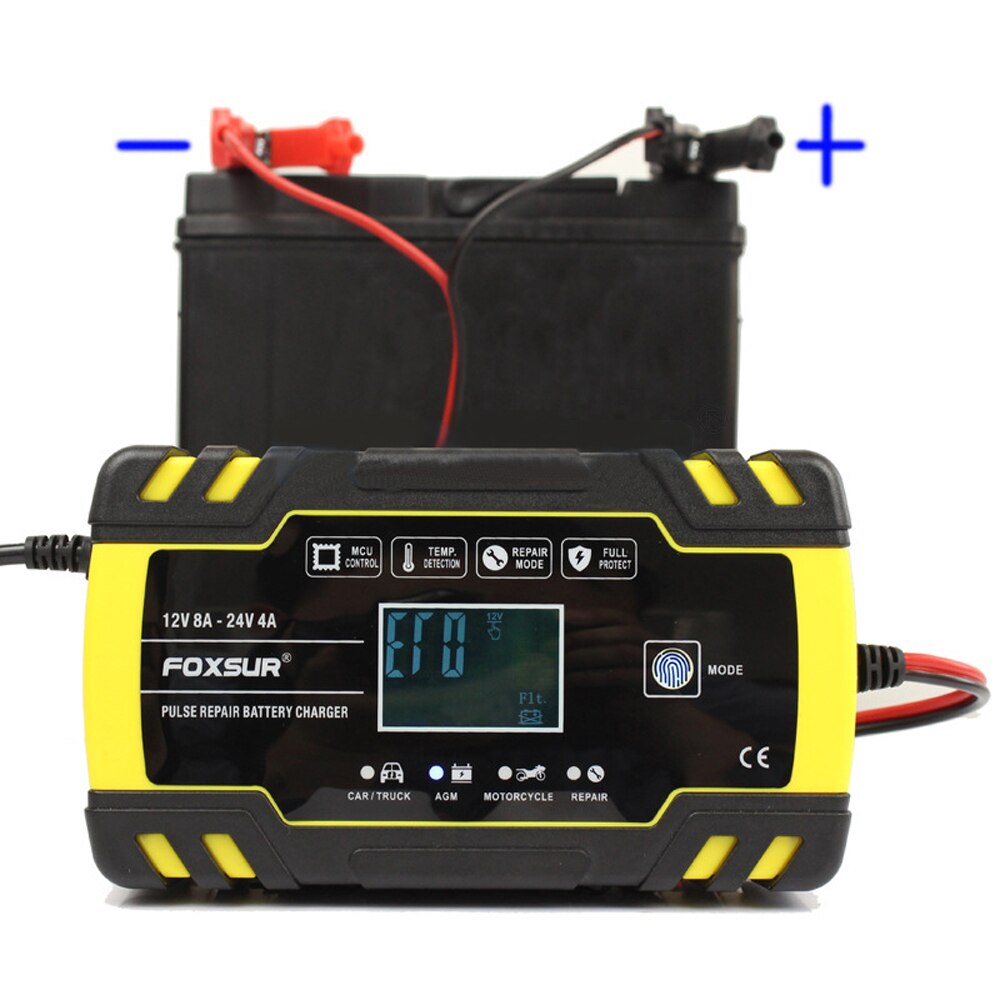 Upgrade 12V 24V Puls Repareren Lader Met Lcd-scherm Motorcycle &amp; Auto Acculader Agm Gel Nat Lood zuur Batterij Oplader