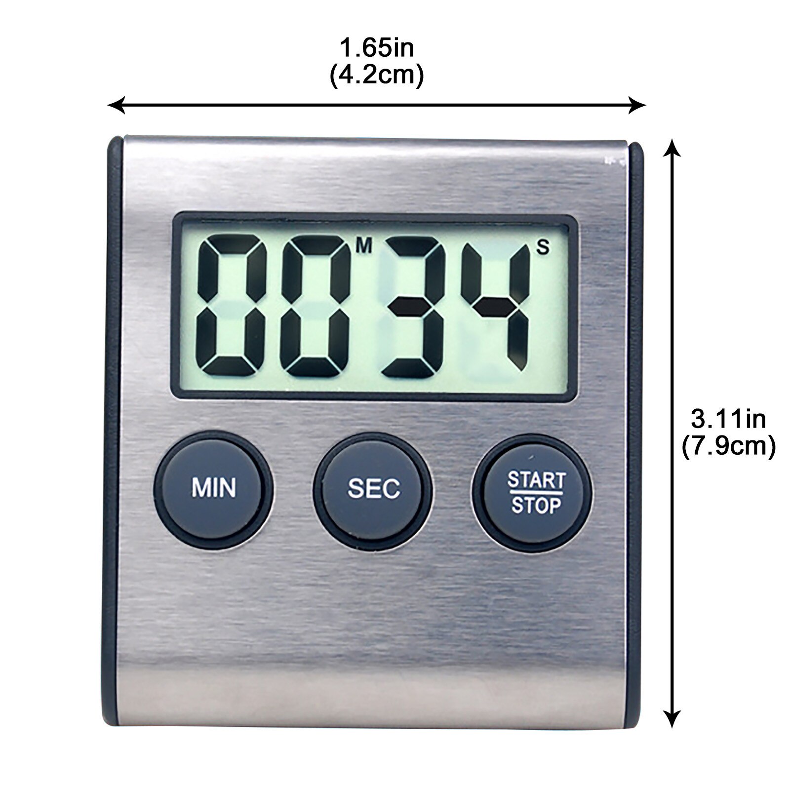 Digital Kitchen Timer Alarm Clock Timer 24 Hours Countdown Timer Black Stainless Steel Alarm Magnet Clock For Cooking Baking#40