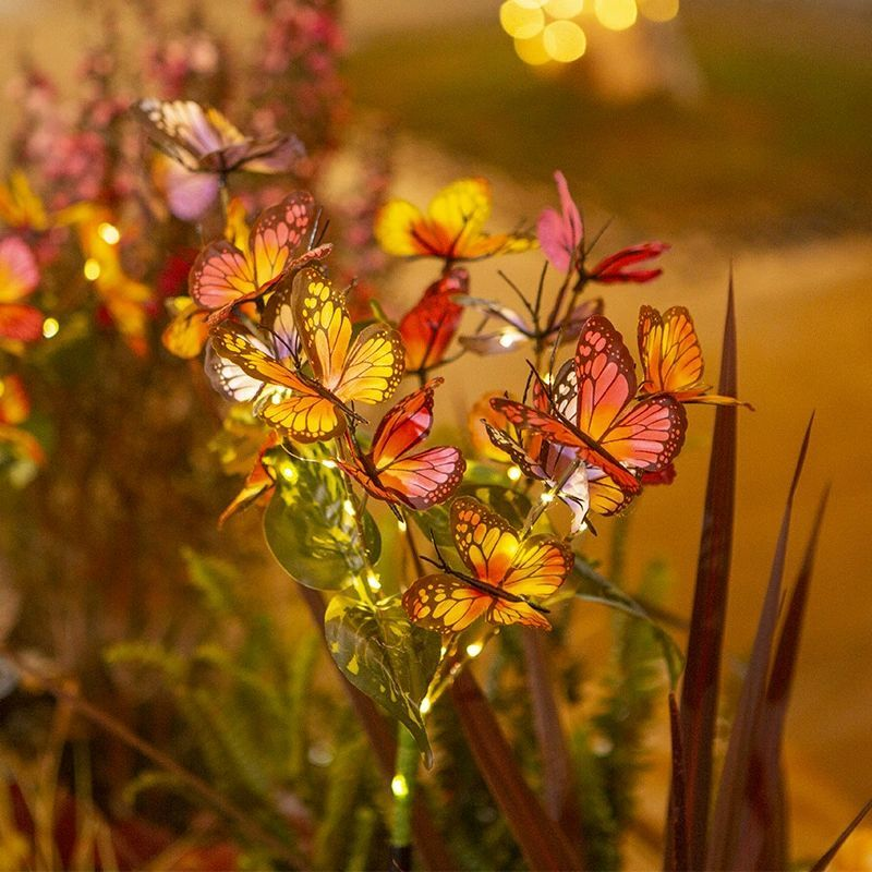 Garden Summer Landscape Lighting Outdoor Solar Light Camping Wedding Party Decor Lawn Lamp LED Simulation Butterfly Sunflower