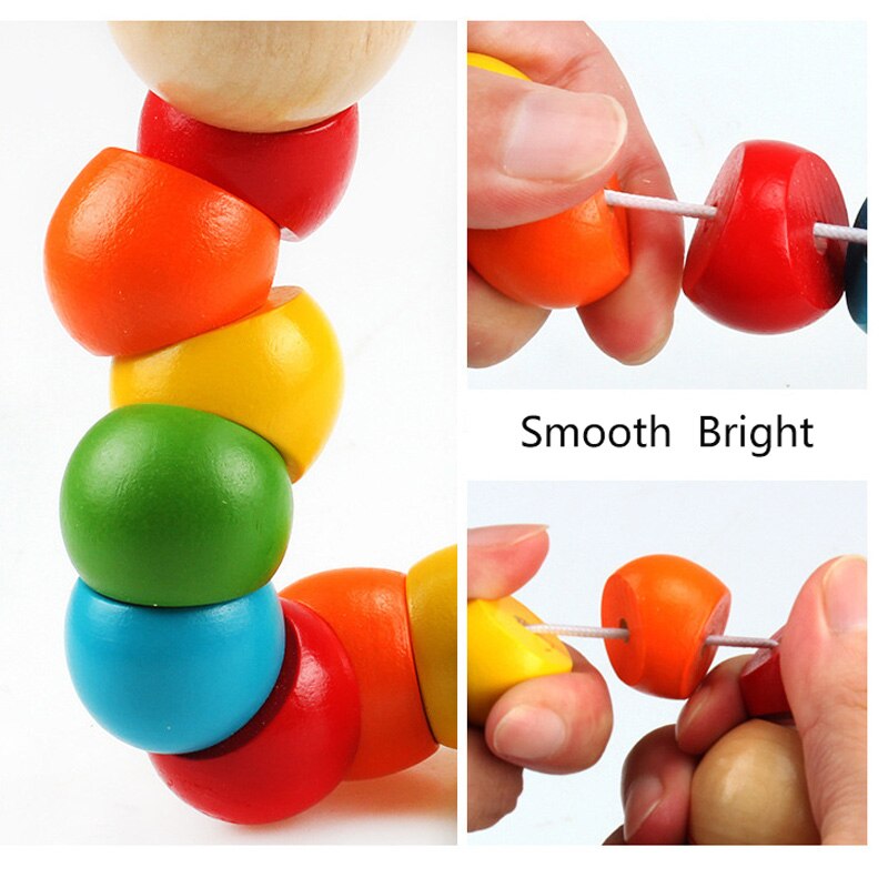 Colorful Variegated Twisted Caterpillar Toy Animal Doll Wooden Educational Toy