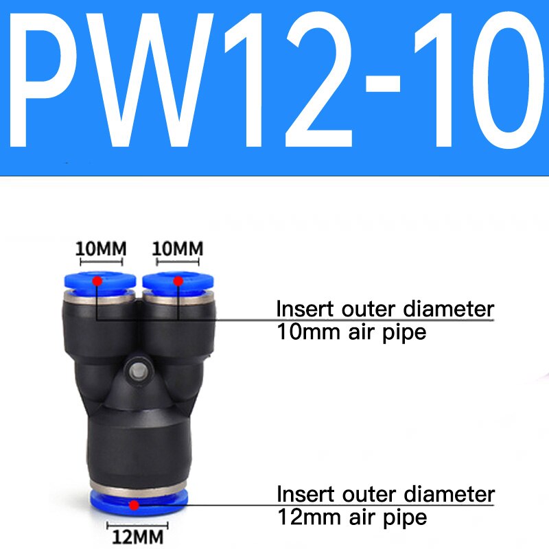 Connecteur de raccord pneumatique, tube de type Y, 3 voies, joint à pression rapide, PY-6 PY-4 PY-8 PY-10 PY-12, 1 pièce: Kaki