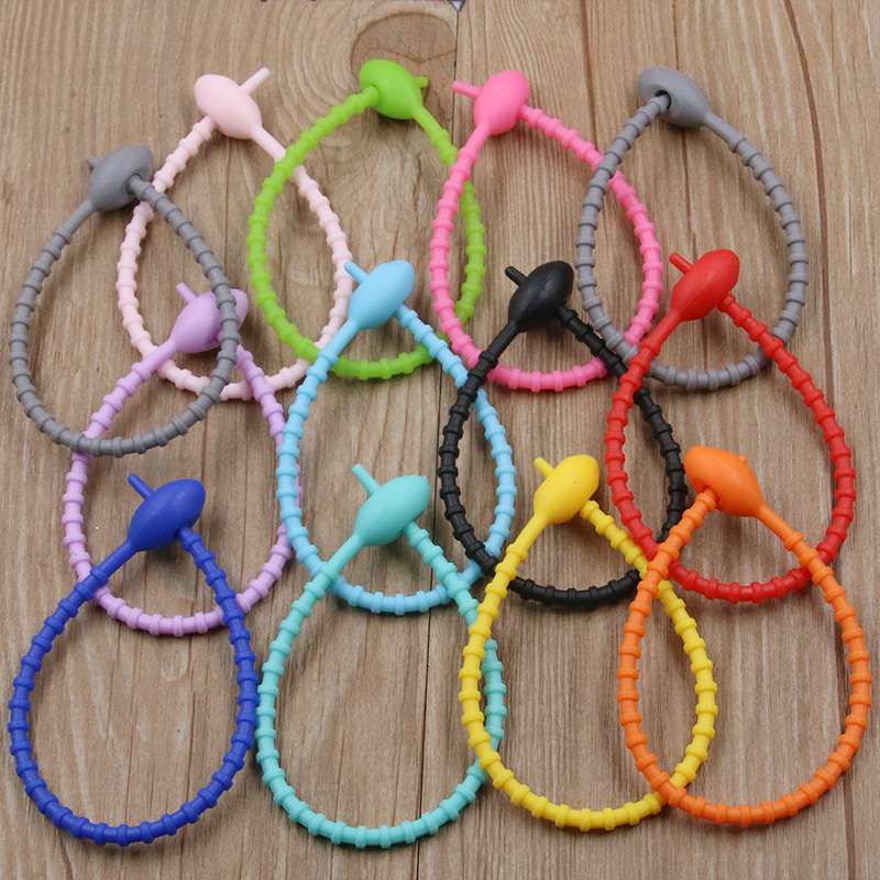 10 Teile/los 13 Farbe Silikon Wiederverwendbare Tasche Krawatten Twist Draht Befestigen Kabel Postleitzahl Krawatte Headset Daten Linie Universal- Magie: Weiß