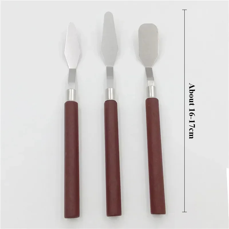 Paleta de pintura de acero inoxidable, juego de cuchillos, espátula, herramientas de arte y arcilla, 3 uds.,