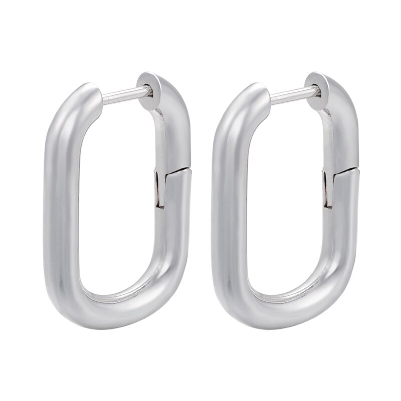 ZHUKOU-pendientes de aro geométricos rectangulares para mujer, aretes pequeños de color dorado/plateado, , VE375: silver