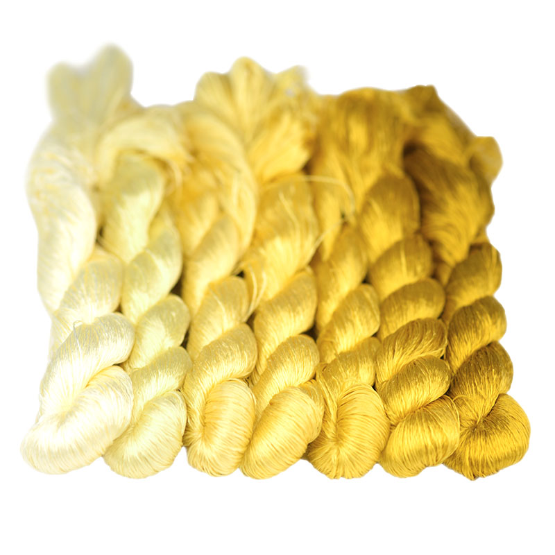 1 färg 400m suzhou broderi 100%  naturlig sidenbroderad linje silke diy special silkeslen ljus färg linje vanliga färger gul
