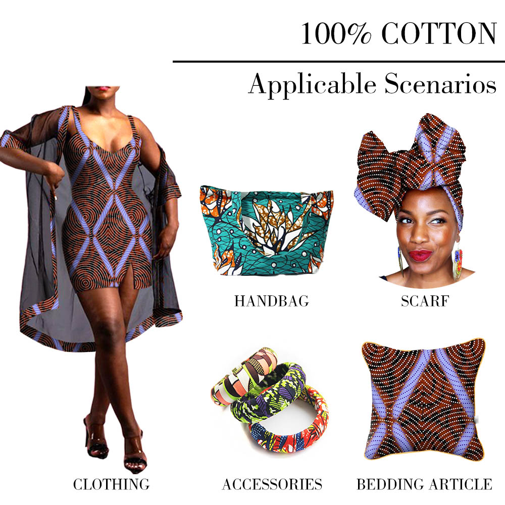 African Ankara Print Fabric Cotton Dashiki Batik for DIY for Apparel and Home Decor Projects AFRICA NO.1