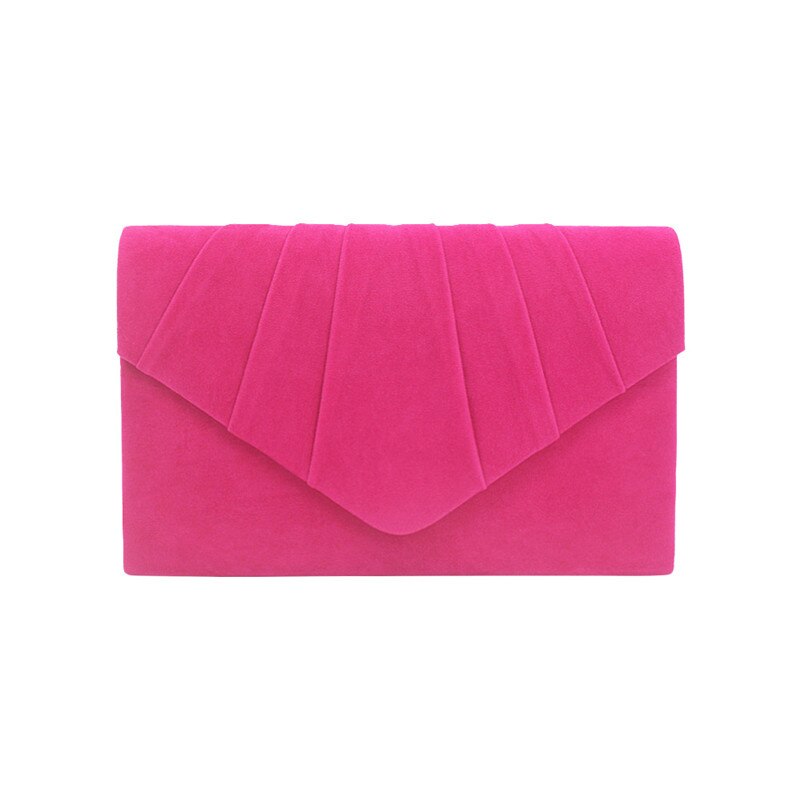 Sac à main en daim plissé pour femmes, pochette de soirée, de bal, de mariage: Rose chaud
