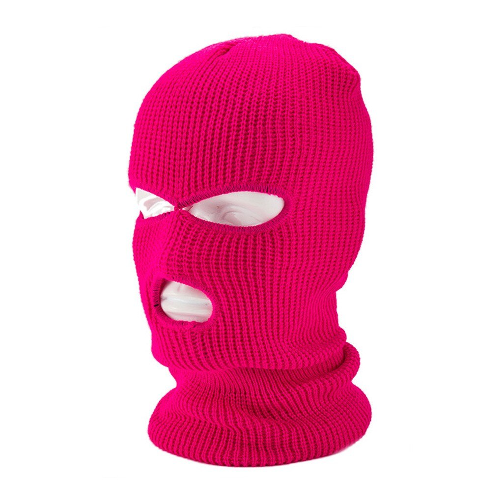 Skidmask stickat ansiktsskydd vinterbalaclava helmask för vinter utomhus sport cs vinter tre 3 håls balaclava stickad hatt