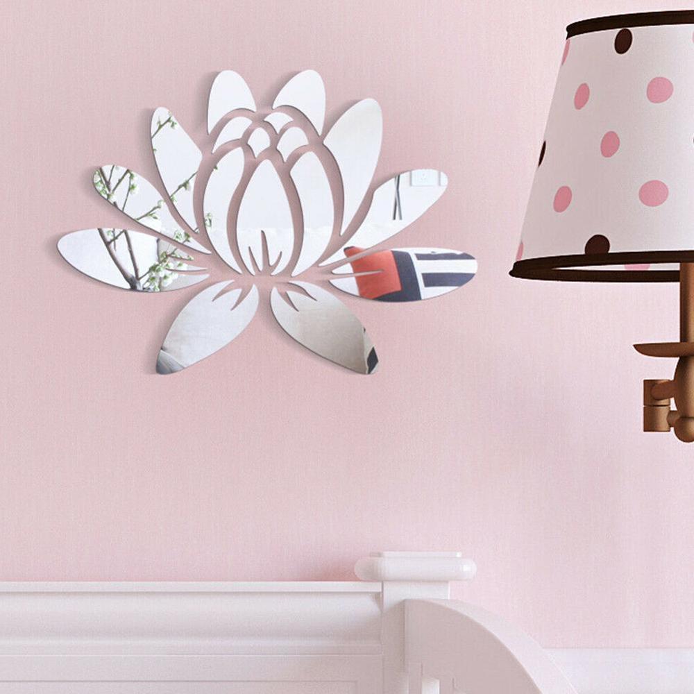 3d lotus vägg klistermärke delikat spegel klistermärke avtagbara väggdekaler för hem sovrum vardagsrum dekoration vattentät