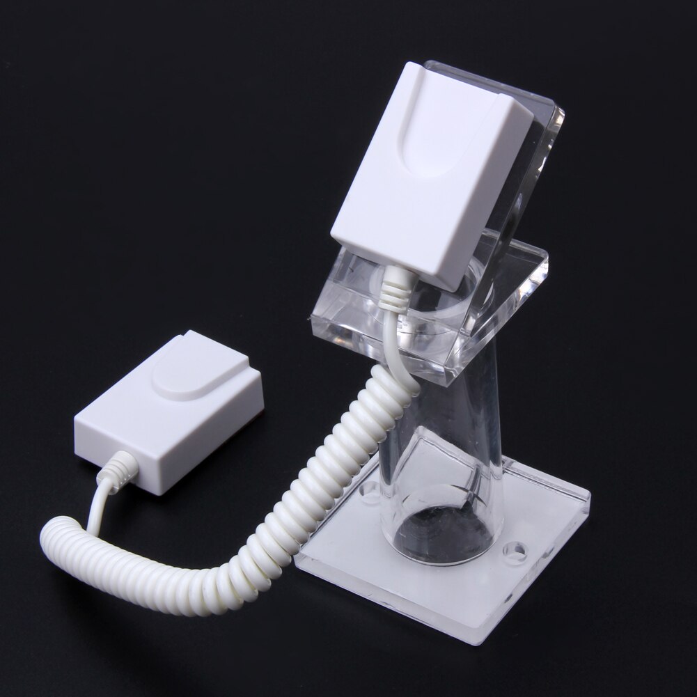 Oval-shaped Transparent Anti-theft Security Mobile Phone Cellphone Display Stand Holder with Spring Cable Wire