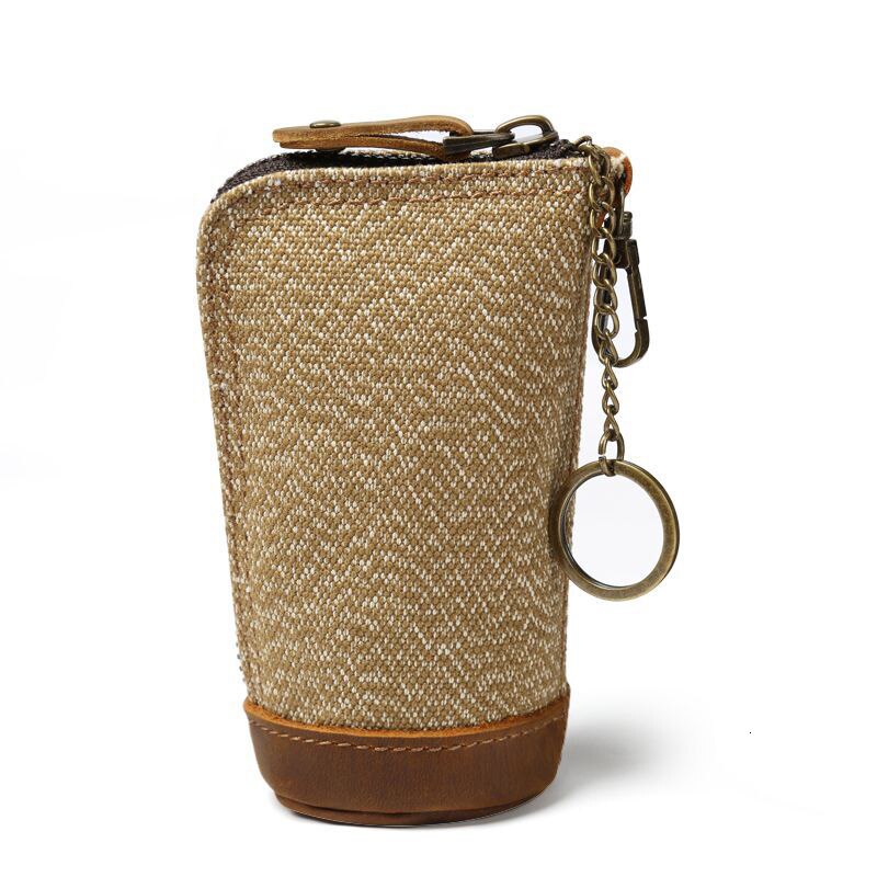 Unisex bilnøkkelholdere menn kvinner nøkkelveske liten spenne kay etui mannlige hushjelper mini lommebøker myntveske menn myntvesker: Khaki