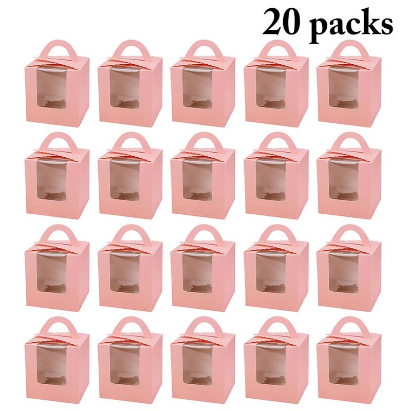 20 Stuks Leuke Mini Biscuit Snoep Doos Enkele Muffin Doos Draagbare Roze Venster Cupcake Doos Mousse Modder Pudding Fles Verpakking cup: 3