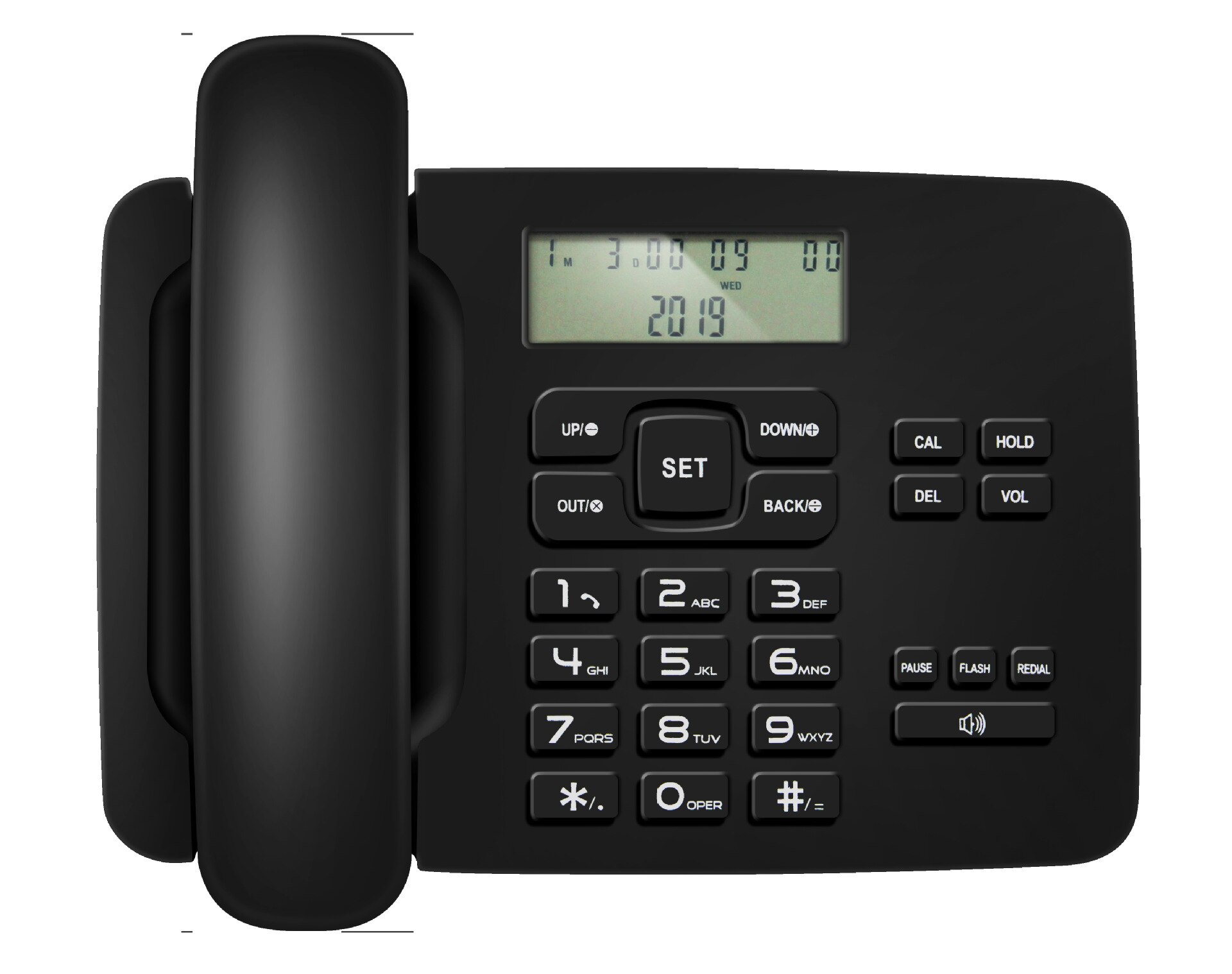 Vaste telefoon thuis, vaste telefoon, nummerherkenning/fsk/dtmf, dubbel systeem/kalender/lcd, fsk/dtmf, dubbel systeem, thuiskantoortelefoon
