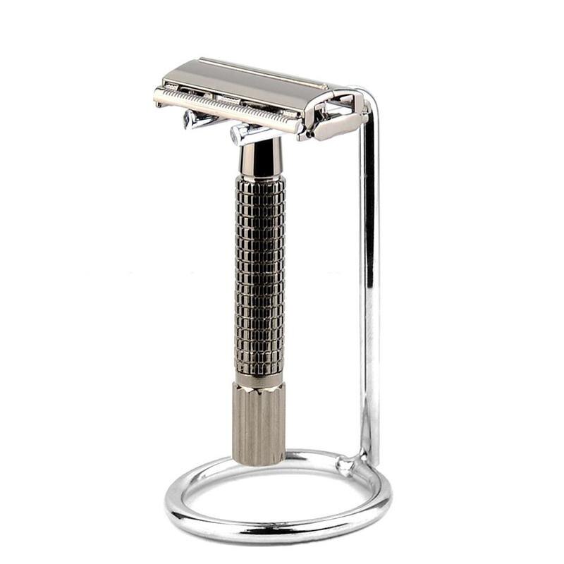 Men Stainless Steel Safety Razor Stand Double Edge Holder Metal Support Shaver Art Z-frame Accessories Razor E0L9