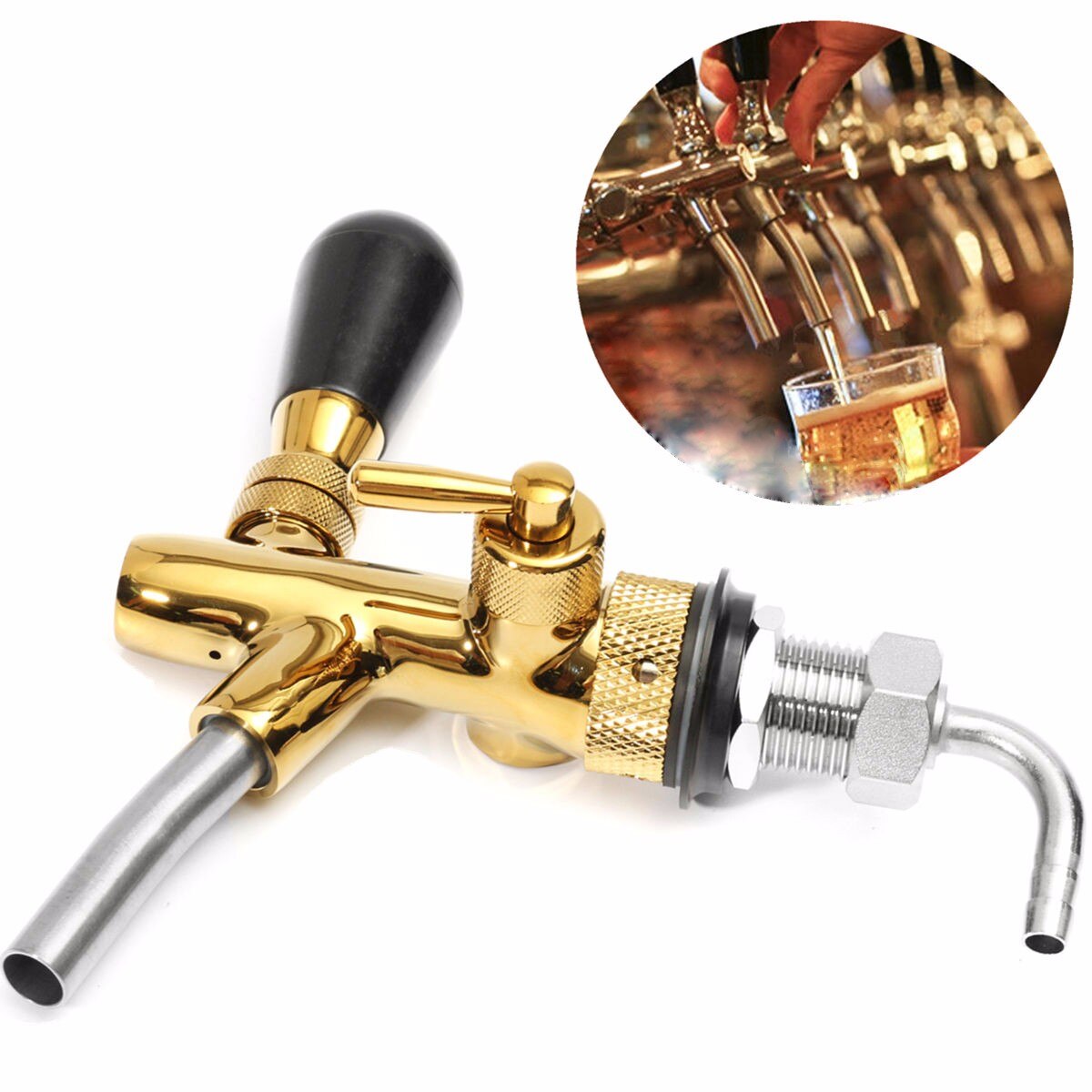 Verstelbare Gouden Bier Kraan Tap G5/8 Schacht Flow Control Chrome Rvs Tapbier Kraan Voor Bars Thuis bier